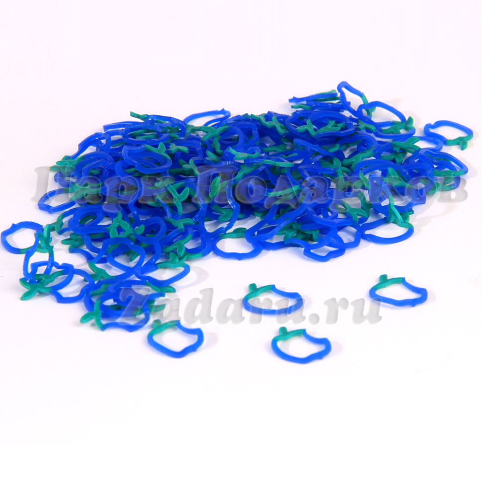 Резиночки для браслетов фигурные &quot;iApple&quot; Синие Loom Bands (200+)