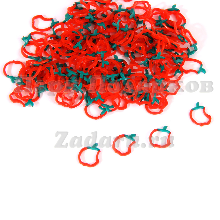 Резиночки для браслетов фигурные "iApple" Красные Loom Bands (200+)