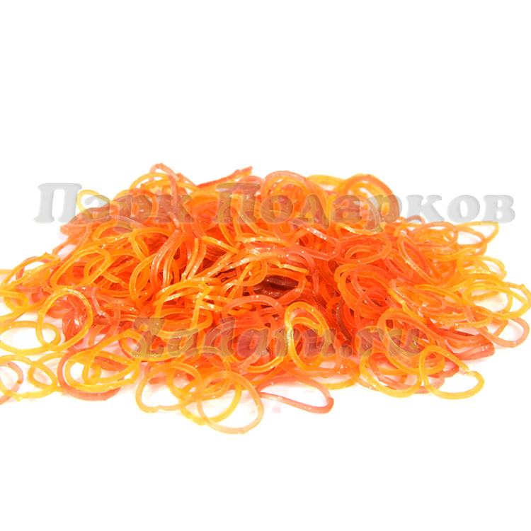 Резиночки для браслетов гелевые с блестками Оранжевые Loom Bands