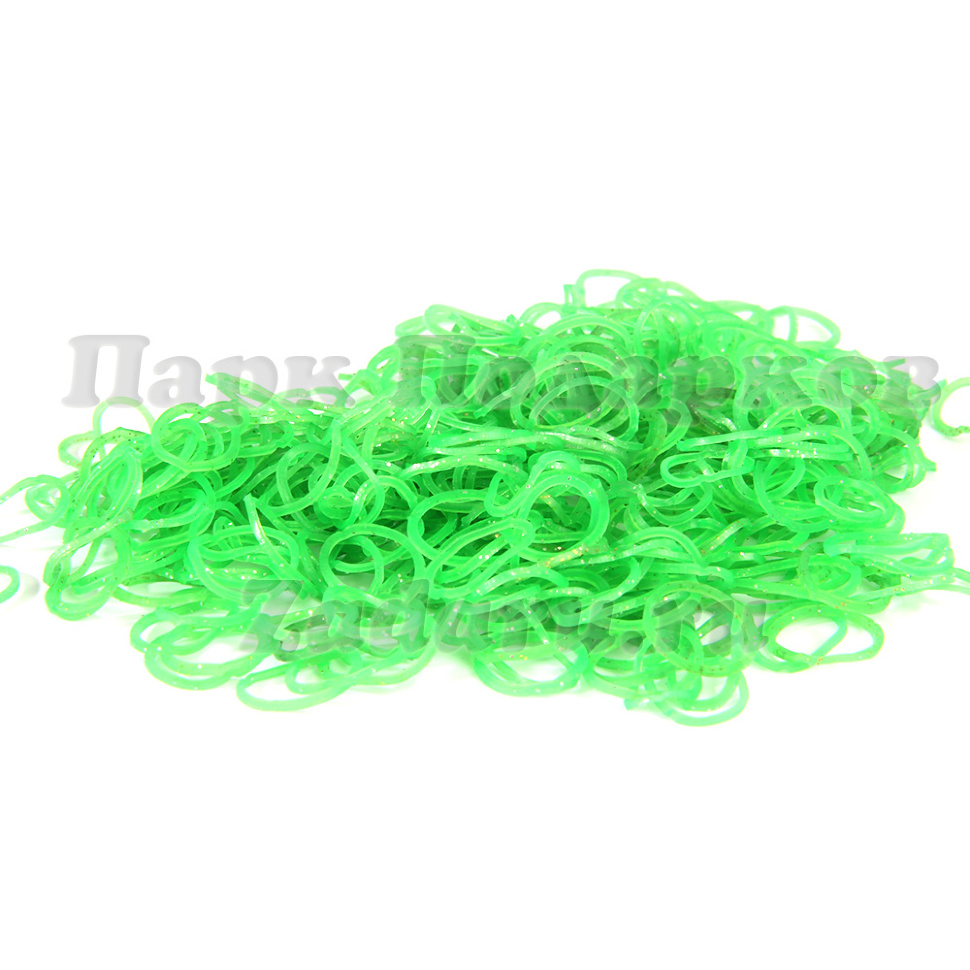 Резиночки для браслетов гелевые с блестками Зеленые Loom Bands