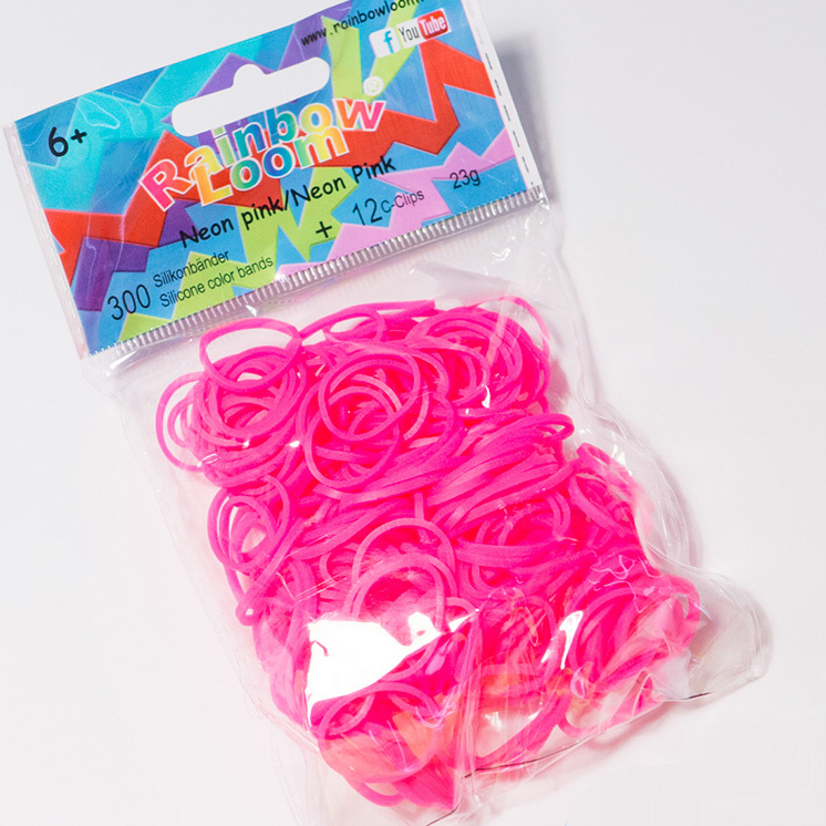 Резиночки для плетения браслетов "Неон" Силикон Розовый Rainbow Loom